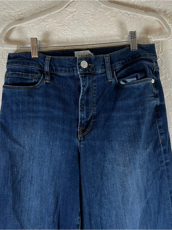 Frame High Rise Le Palazzo Wide Leg Jeans in Orlena - Picture 4 of 15